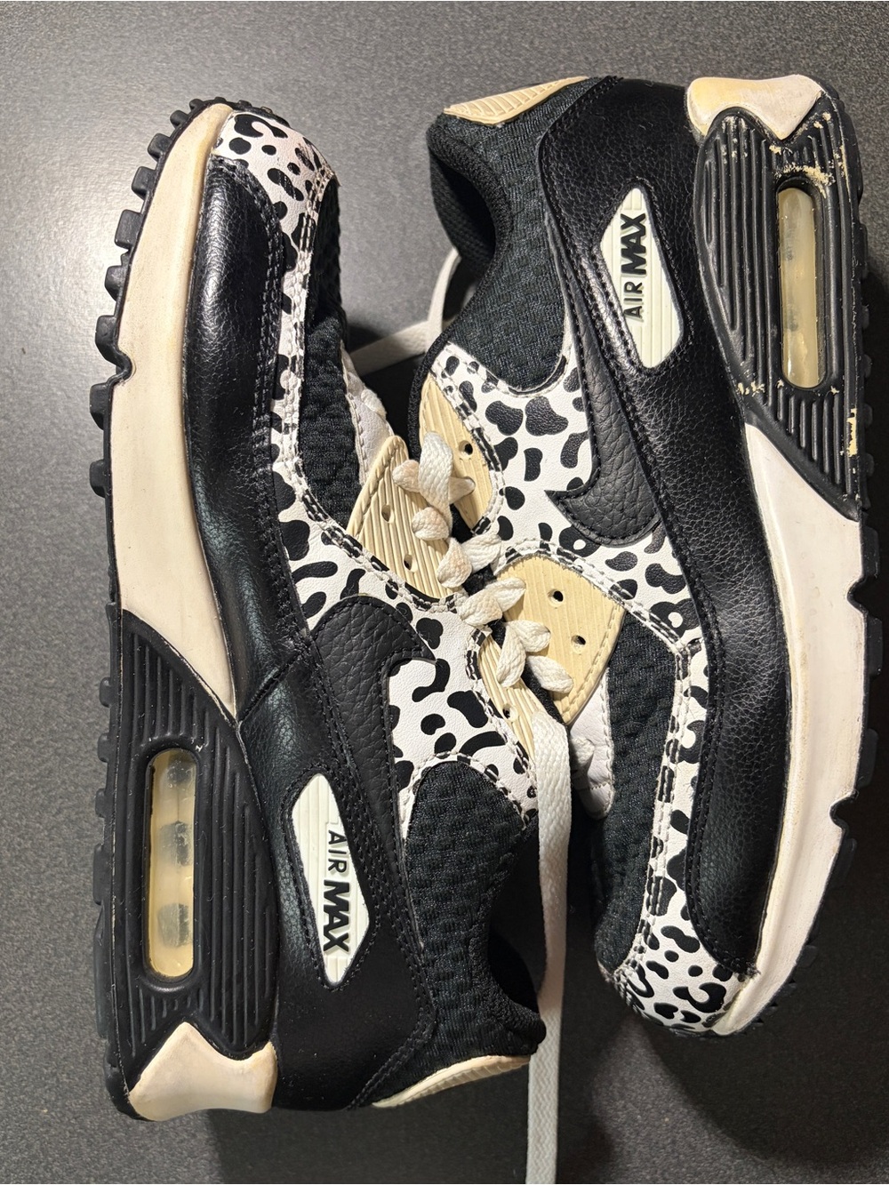 Nike Kids Black White Cream Patterned Sneakers